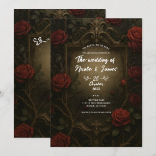 Invitation Mariage gothique baroque Roses rouges de Crépuscul