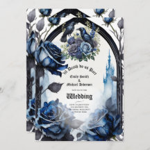 Mariage gothique Bleu noir Roses Ravens