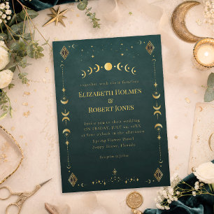 Invitation Mariage gothique céleste sarcelle foncé