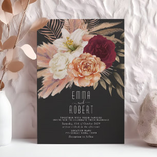 Invitation Mariage gothique de couleur Bourgogne et noir