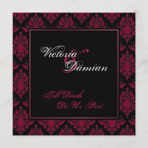 Invitation Mariage gothique de damassé noire et rouge