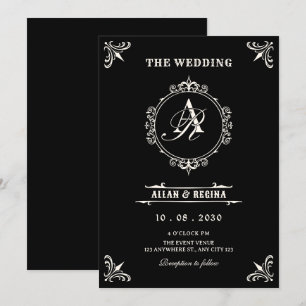 Invitation mariage gothique décoratif vintage