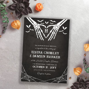 Invitation Mariage gothique d'Halloween avec chauves-souris n