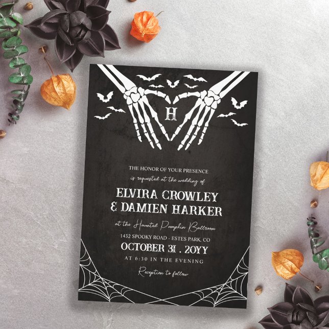 Invitation Mariage gothique d'Halloween avec chauves-souris n (Créateur téléchargé)