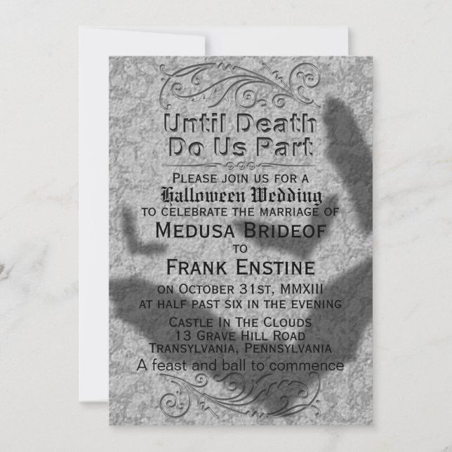 Invitation Mariage gothique d'Halloween | Flying Bats Shadow (Devant)