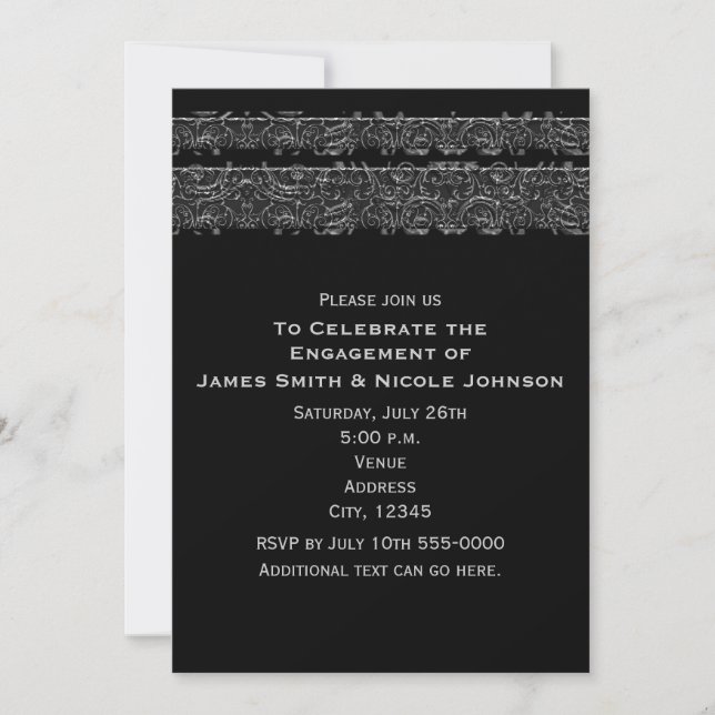 Invitation Mariage gothique élégant en satin foncé (Devant)