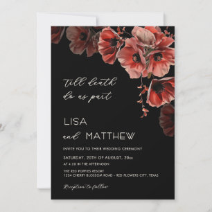 Invitation Mariage gothique élégant rouge et noir
