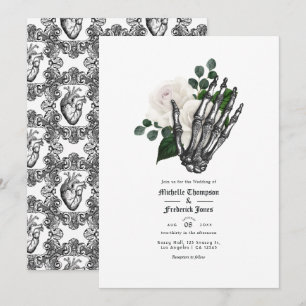 Invitation Mariage gothique floral blanc