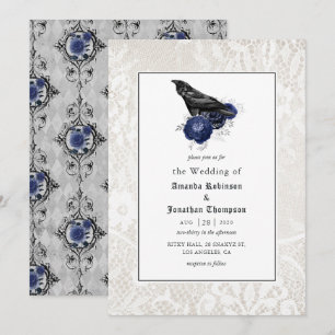 Invitation Mariage gothique floral et dentelle