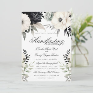 Invitation Mariage gothique floral sombre boho noir crème Mai