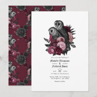 Mariage gothique glamour vintage de hiboux bordeau