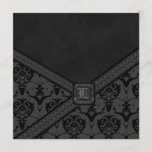 Invitation Mariage gothique gris et noir en dentelle