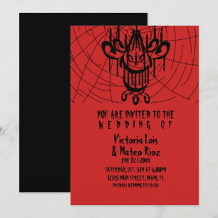Invitation Mariage gothique Lustre Araignée  Rouge Noir   