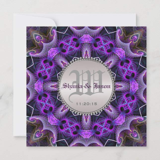 Invitation Mariage gothique médiéval violet (Devant)