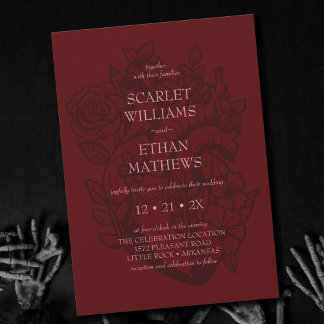 Invitation Mariage gothique moderne Sang rouge Eerie Floral C