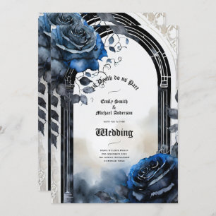 Invitation Mariage gothique Noir Bleu Rose Arch Alternative