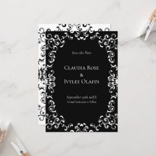 Invitation Mariage gothique noir et blanc