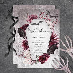Invitation Mariage gothique noir et bordeaux avec thème de fê