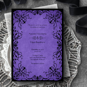 Invitation Mariage gothique noir pourpre