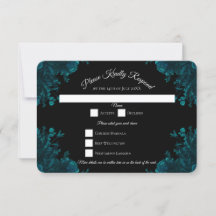 Mariage gothique noir Rose turquoise Réponse RSVP