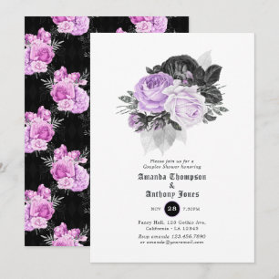Invitation Mariage gothique noir, violet et argent pour coupl
