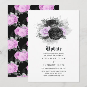 Invitation Mariage gothique noir violet et argenté