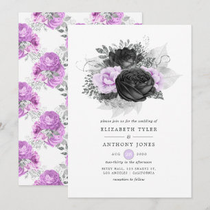 Invitation Mariage gothique noir violet et argenté