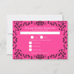 Invitation Mariage gothique rose chaud et noir