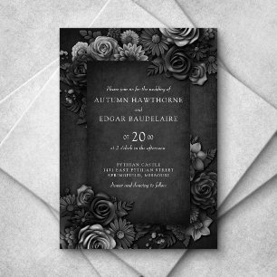 Invitation Mariage gothique Rose noir