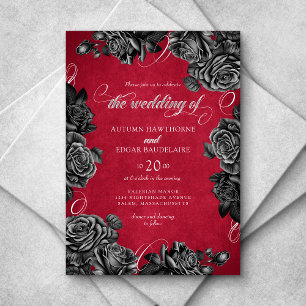Invitation Mariage gothique Rose noir rouge
