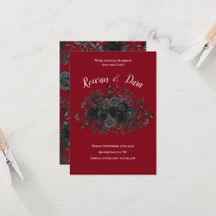 Invitation Mariage gothique Rose rouge et noir Enregistrer la