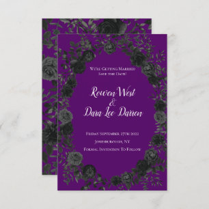 Invitation Mariage gothique Rose violet et noir Enregistrer l