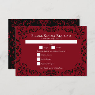 Invitation Mariage gothique rouge et noir