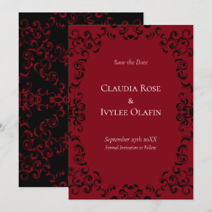 Invitation Mariage gothique rouge et noir