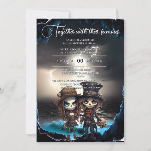 Invitation Mariage gothique thème plage jour des morts