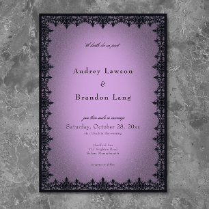 Invitation Mariage gothique victorien fer forgé bordeaux viol