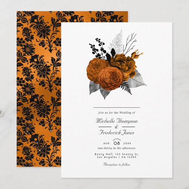 Invitation Mariage gothique vintage (Devant / Derrière)