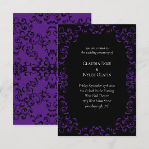 Invitation Mariage gothique violet et noir