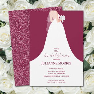 Invitation Mariage Gown sur Fête des mariées Cranberry