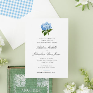 Invitation Mariage Grandmillennial au thème d'Hydrangea Bleue