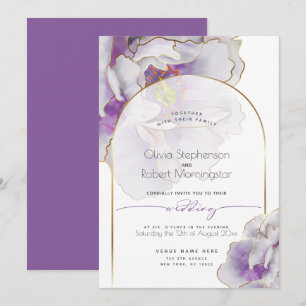 Invitation MARIAGE   Gras Tropical Amethyst Peony
