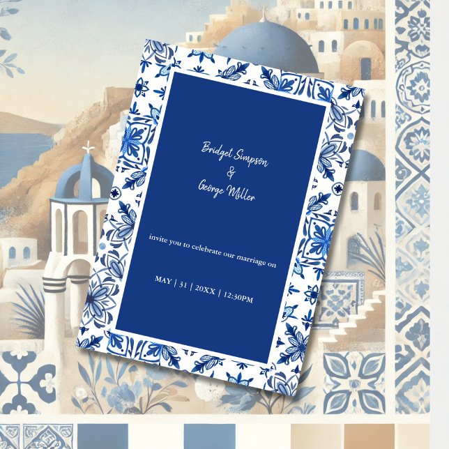 Invitation Mariage grec bleu de Santorin (Créateur téléchargé)