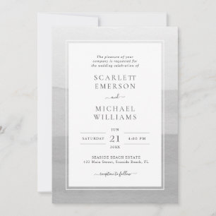 Invitation Mariage Gris Aquarelle Moderne