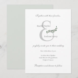 Invitation Mariage gris blanc d'Eucalyptus Feuilles