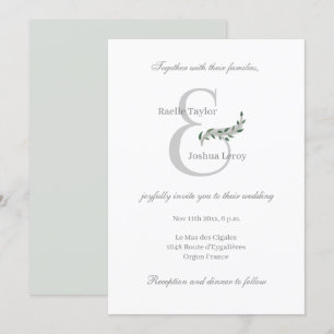 Invitation Mariage gris blanc d'Eucalyptus Feuilles