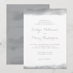 Invitation Mariage gris d'immersion d'aquarelle de fumée