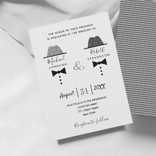 Invitation Mariage gris noir et blanc