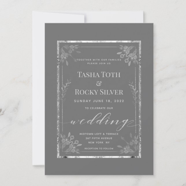 Invitation Mariage Gris Sterling (Devant)