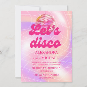 Invitation Mariage Groovy Rétro Rose et Or