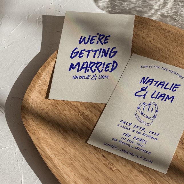 Invitation Mariage Grunge moderne Gâteau Retro Bold (Créateur téléchargé)